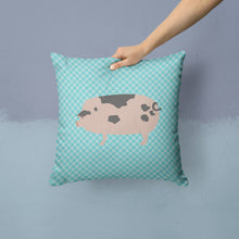 Load image into Gallery viewer, Gloucester Old Spot Pig Blue Check Throw Pillow - 14x14 Decorative Pillow – Art for Your Home &amp; Patio BB8114PW1414