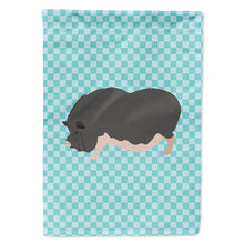 Load image into Gallery viewer, Vietnamese Pot-Bellied Pig Blue Check Flag Canvas House Size BB8115CHF