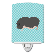 Load image into Gallery viewer, Vietnamese Pot-Bellied Pig Blue Check Ceramic Night Light BB8115CNL