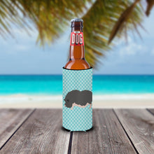 Load image into Gallery viewer, Vietnamese Pot-Bellied Pig Blue Check   Hugger for slim cans
