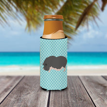 Load image into Gallery viewer, Vietnamese Pot-Bellied Pig Blue Check   Hugger for slim cans