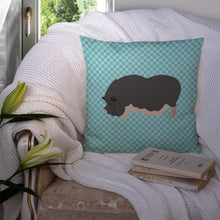 Load image into Gallery viewer, Vietnamese Pot-Bellied Pig Blue Check Throw Pillow - 14x14 Decorative Pillow – Art for Your Home &amp; Patio BB8115PW1414
