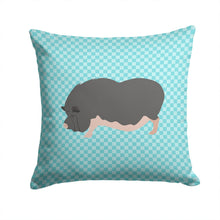 Load image into Gallery viewer, Vietnamese Pot-Bellied Pig Blue Check Throw Pillow - 14x14 Decorative Pillow – Art for Your Home &amp; Patio BB8115PW1414