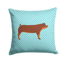 Load image into Gallery viewer, Duroc Pig Blue Check Throw Pillow - 14x14 Decorative Pillow – Art for Your Home &amp; Patio BB8116PW1414