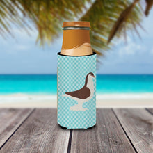 Load image into Gallery viewer, Large Pigeon Blue Check   Hugger for slim cans