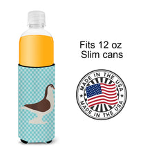 Load image into Gallery viewer, Large Pigeon Blue Check   Hugger for slim cans