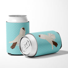 Load image into Gallery viewer, German Helmet Pigeon Blue Check Can or Bottle Hugger BB8118CC