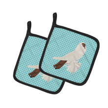 Load image into Gallery viewer, German Helmet Pigeon Blue Check Pot Holders - Set of 2 - Heat-Resistant Kitchen Essentials BB8118PTHD