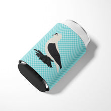 Load image into Gallery viewer, Saxon Fairy Swallow Pigeon Blue Check Can or Bottle Hugger BB8120CC