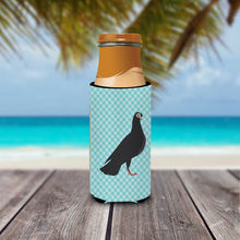 Load image into Gallery viewer, Budapest Highflyer Pigeon Blue Check   Hugger for slim cans