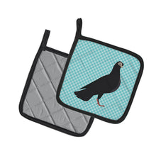 Load image into Gallery viewer, Budapest Highflyer Pigeon Blue Check Pot Holders - Set of 2 - Heat-Resistant Kitchen Essentials BB8121PTHD