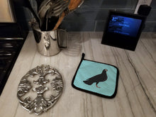 Load image into Gallery viewer, Budapest Highflyer Pigeon Blue Check Pot Holders - Set of 2 - Heat-Resistant Kitchen Essentials BB8121PTHD