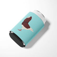 Load image into Gallery viewer, Capuchin Red Pigeon Blue Check Can or Bottle Hugger BB8122CC