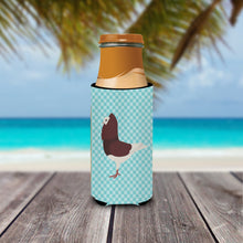 Load image into Gallery viewer, Capuchin Red Pigeon Blue Check   Hugger for slim cans