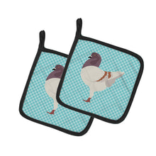 Load image into Gallery viewer, German Modena Pigeon Blue Check Pot Holders - Set of 2 - Heat-Resistant Kitchen Essentials BB8123PTHD
