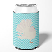 Load image into Gallery viewer, Silver Fantail Pigeon Blue Check Can or Bottle Hugger BB8124CC