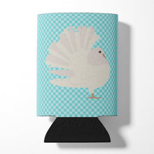Load image into Gallery viewer, Silver Fantail Pigeon Blue Check Can or Bottle Hugger BB8124CC