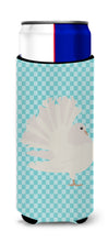 Load image into Gallery viewer, Silver Fantail Pigeon Blue Check   Hugger for slim cans