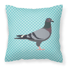 Load image into Gallery viewer, Racing Pigeon Blue Check Fabric Decorative Pillow BB8125PW1818