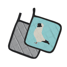 Load image into Gallery viewer, Nun Pigeon Blue Check Pot Holders - Set of 2 - Heat-Resistant Kitchen Essentials BB8126PTHD