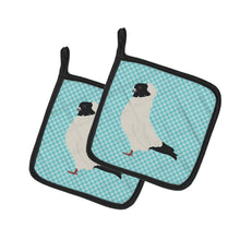 Load image into Gallery viewer, Nun Pigeon Blue Check Pot Holders - Set of 2 - Heat-Resistant Kitchen Essentials BB8126PTHD
