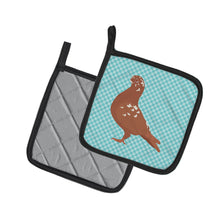Load image into Gallery viewer, African Owl Pigeon Blue Check Pot Holders - Set of 2 - Heat-Resistant Kitchen Essentials BB8127PTHD