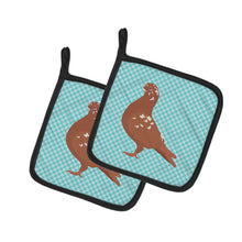 Load image into Gallery viewer, African Owl Pigeon Blue Check Pot Holders - Set of 2 - Heat-Resistant Kitchen Essentials BB8127PTHD