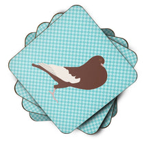 Load image into Gallery viewer, English Pouter Pigeon Blue Check Foam Coaster  BB8128FC