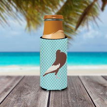 Load image into Gallery viewer, English Pouter Pigeon Blue Check   Hugger for slim cans