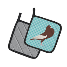 Load image into Gallery viewer, English Pouter Pigeon Blue Check Pot Holders - Set of 2 - Heat-Resistant Kitchen Essentials BB8128PTHD