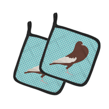 Load image into Gallery viewer, English Pouter Pigeon Blue Check Pot Holders - Set of 2 - Heat-Resistant Kitchen Essentials BB8128PTHD