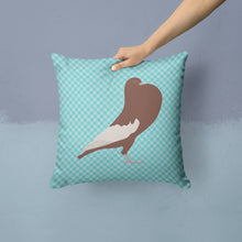 Load image into Gallery viewer, English Pouter Pigeon Blue Check Throw Pillow - 14x14 Decorative Pillow – Art for Your Home &amp; Patio BB8128PW1414
