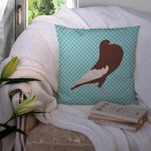 Load image into Gallery viewer, English Pouter Pigeon Blue Check Throw Pillow - 14x14 Decorative Pillow – Art for Your Home &amp; Patio BB8128PW1414