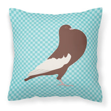 Load image into Gallery viewer, English Pouter Pigeon Blue Check Fabric Decorative Pillow BB8128PW1818