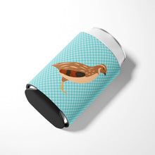Load image into Gallery viewer, Golden Phoenix Quail Blue Check Can or Bottle Hugger BB8129CC