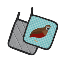 Load image into Gallery viewer, Chinese Painted or King Quail Blue Check Pot Holders - Set of 2 - Heat-Resistant Kitchen Essentials BB8130PTHD