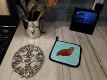 Load image into Gallery viewer, Chinese Painted or King Quail Blue Check Pot Holders - Set of 2 - Heat-Resistant Kitchen Essentials BB8130PTHD