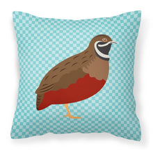 Load image into Gallery viewer, Chinese Painted or King Quail Blue Check Fabric Decorative Pillow BB8130PW1818