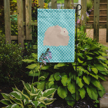 Load image into Gallery viewer, Fluffy Angora Rabbit Blue Check Garden Flag - Outdoor Decorative Yard Flag