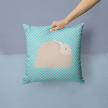 Load image into Gallery viewer, Fluffy Angora Rabbit Blue Check Throw Pillow - 14x14 Decorative Pillow – Art for Your Home &amp; Patio BB8133PW1414