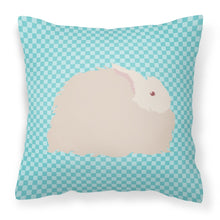 Load image into Gallery viewer, Fluffy Angora Rabbit Blue Check Fabric Decorative Pillow BB8133PW1818
