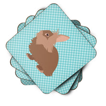 Load image into Gallery viewer, Lionhead Rabbit Blue Check Foam Coaster  BB8134FC