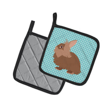 Load image into Gallery viewer, Lionhead Rabbit Blue Check Pot Holders - Set of 2 - Heat-Resistant Kitchen Essentials BB8134PTHD