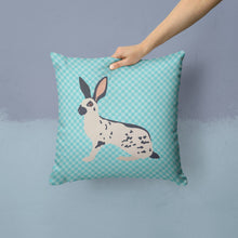 Load image into Gallery viewer, English Spot Rabbit Blue Check Throw Pillow - 14x14 Decorative Pillow – Art for Your Home &amp; Patio BB8135PW1414