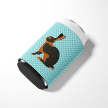 Load image into Gallery viewer, Tan Rabbit Blue Check Can or Bottle Hugger BB8137CC