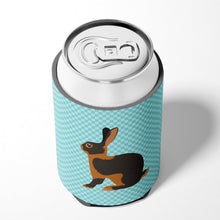 Load image into Gallery viewer, Tan Rabbit Blue Check Can or Bottle Hugger BB8137CC