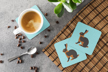 Load image into Gallery viewer, Tan Rabbit Blue Check Foam Coaster  BB8137FC