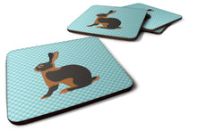 Load image into Gallery viewer, Tan Rabbit Blue Check Foam Coaster  BB8137FC
