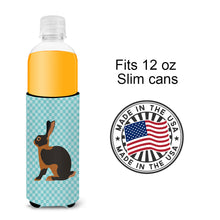 Load image into Gallery viewer, Tan Rabbit Blue Check   Hugger for slim cans