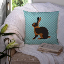 Load image into Gallery viewer, Tan Rabbit Blue Check Throw Pillow - 14x14 Decorative Pillow – Art for Your Home &amp; Patio BB8137PW1414